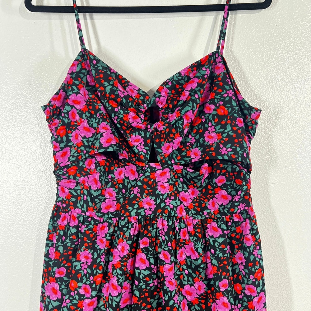 Socialite Pink & Red Floral Keyhole & Slit Cutout Midi Sundress MP Whimsigoth - Picture 4 of 10